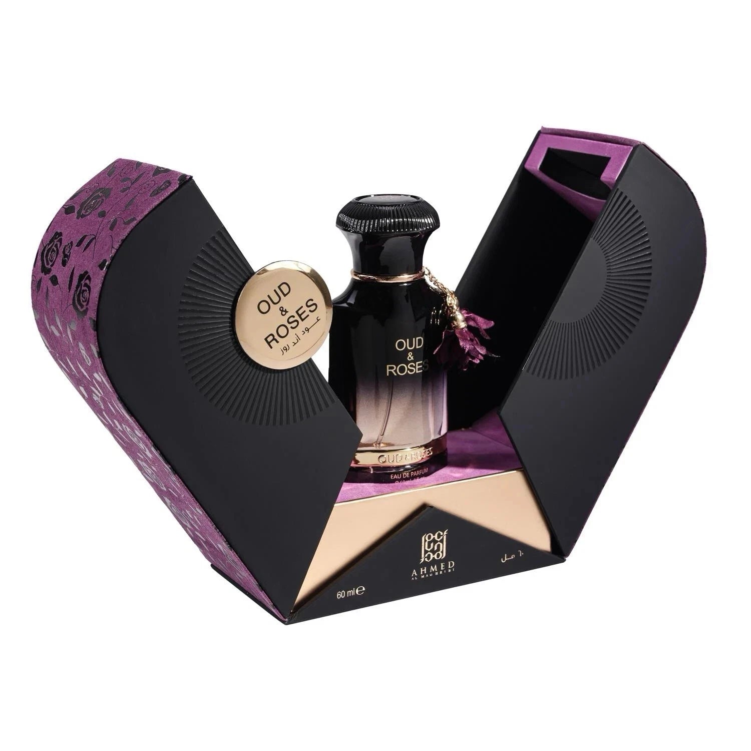 Oud and Roses by Ahmed Al Maghribi unisex perfume bottle with woody floral fragrance